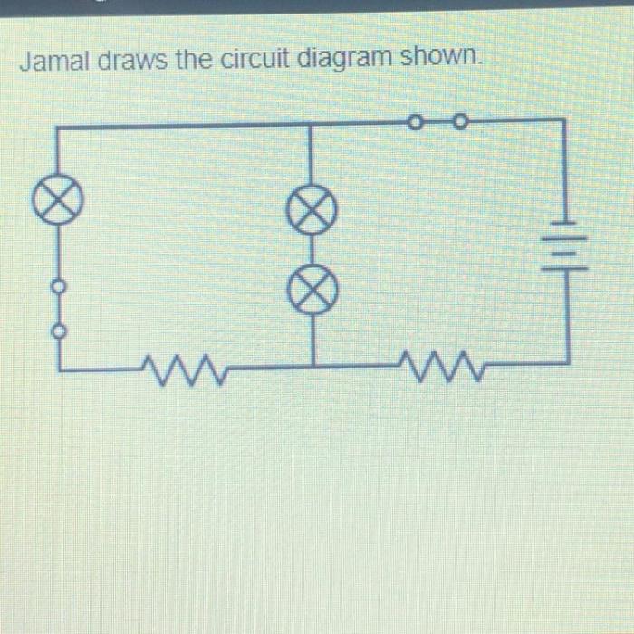 Jamal draws the circuit diagram shown