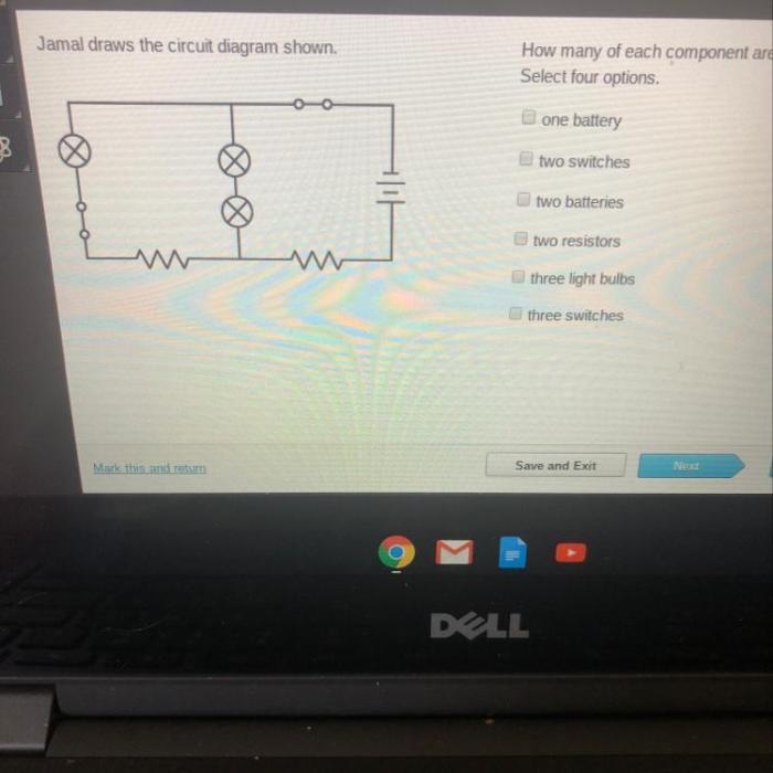 Jamal draws the circuit diagram shown